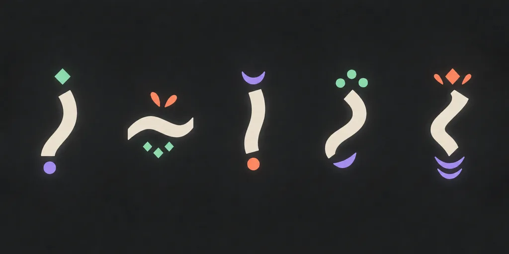 기본 문자 위아래에 결합 문자가 붙는 모습을 그린 편집용 그림으로, 같은 Unicode 문자열도 글꼴에 따라 다르게 보일 수 있음을 설명